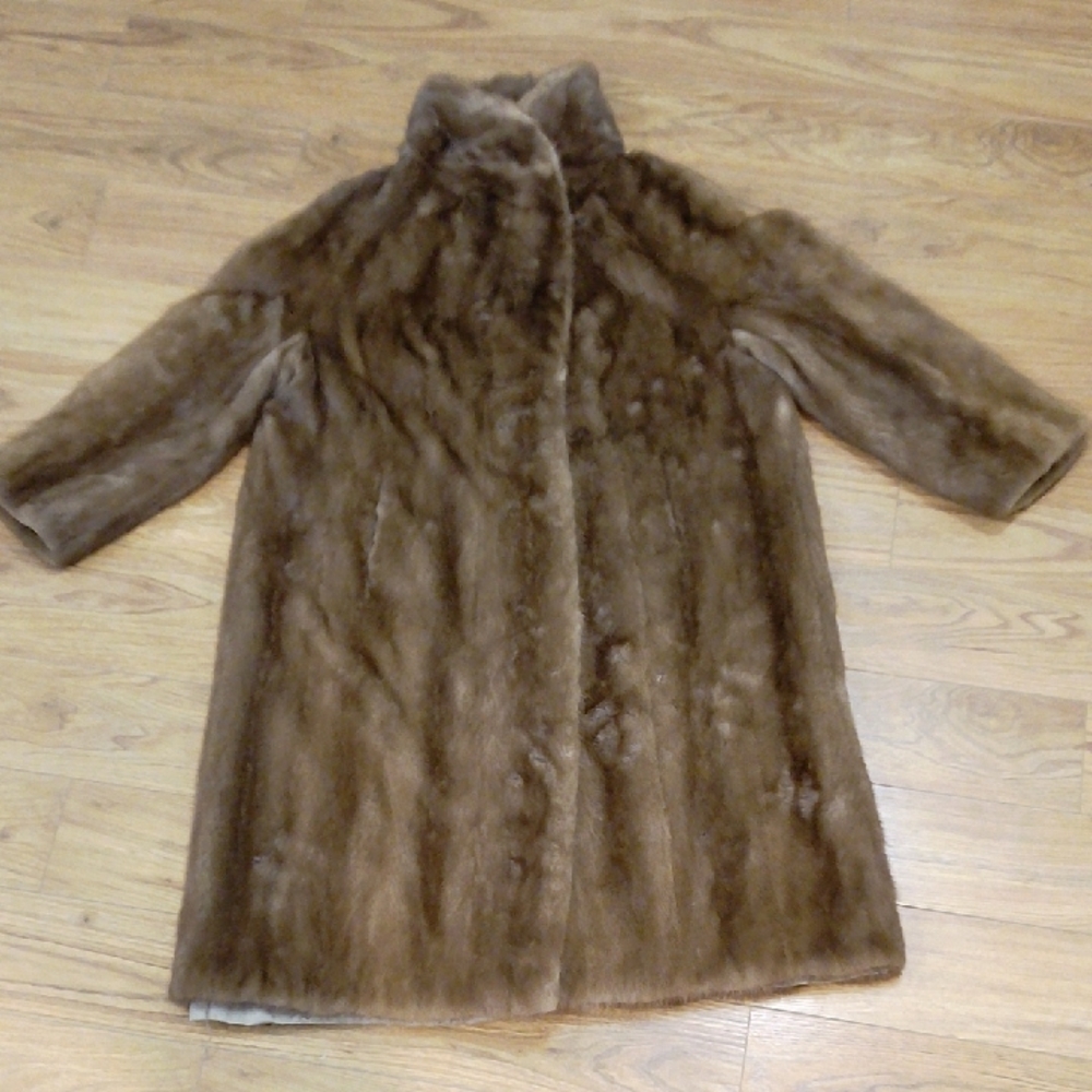 vintage real mink fur long coat